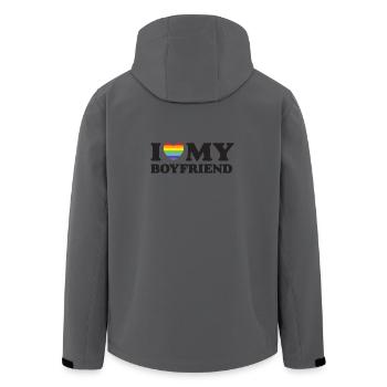 J’aime mon petit ami - LGBTQ - Veste softshell homme en polyester recyclé Stanley/Stella - charbon - Dos - AI Model Male 185 light (185cm)