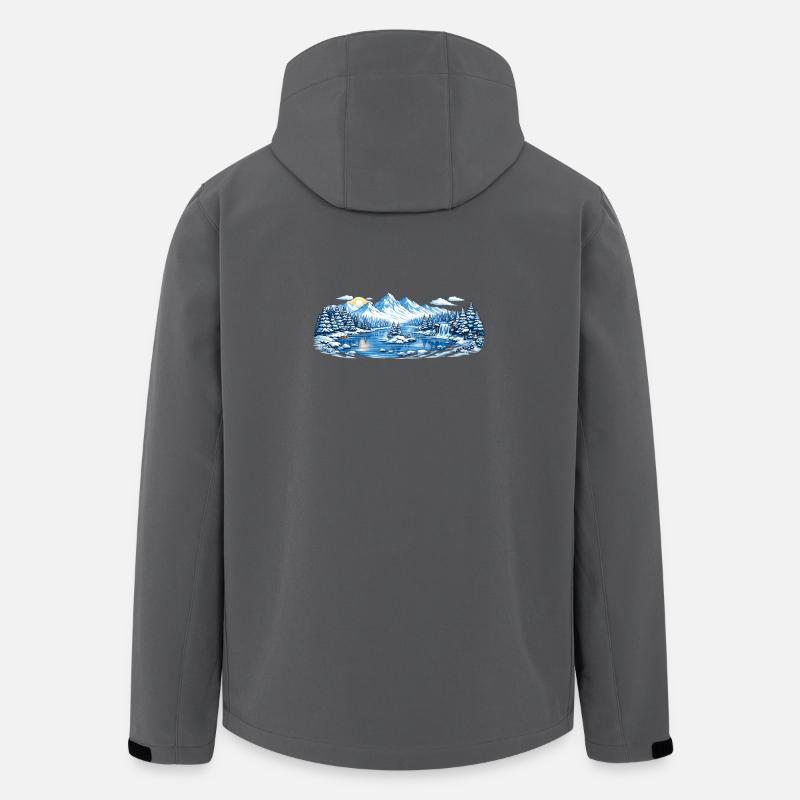 Winterliche Berglandschaft am See - Recycelte Männer Softshell-Jacke von Stanley/Stella - Anthrazit