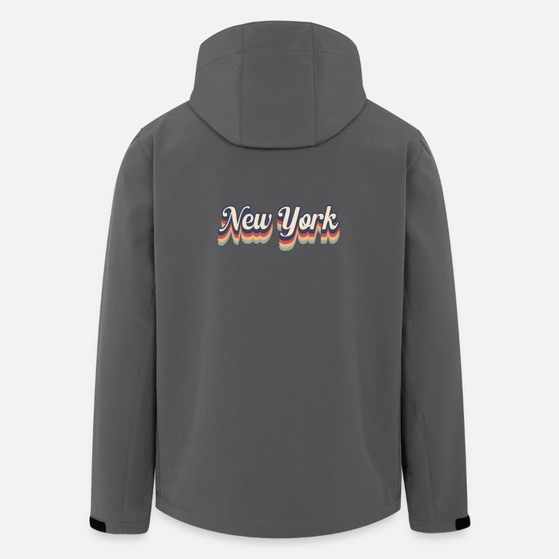 New York Retro Regenbogen - Recycelte Männer Softshell-Jacke von Stanley/Stella - Anthrazit