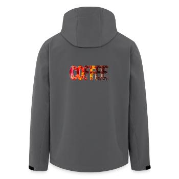 COFFEE – Glasbuchstaben mit Kaffeebohnen - Recycelte Männer Softshell-Jacke von Stanley/Stella - Anthrazit - Hinten - AI Model Male 185 light (185cm)