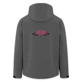 Large lotus flower with small tribal. - Men’s Recycled Softshell Jacket by Stanley/Stella - anthracite - Back - AI Model Male 185 light (185cm)