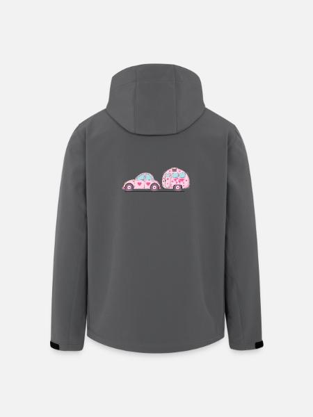 Auto mit Wohnwagen Rosa Herz - Recycelte Männer Softshell-Jacke von Stanley/Stella - Anthrazit