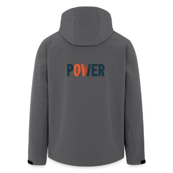 Conception typographique puissante dans des couleurs contrastées - Veste softshell homme en polyester recyclé Stanley/Stella - charbon - Dos - AI Model Male 185 light (185cm)
