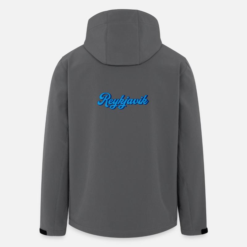 Reykjavik Blau Script Logo - Recycelte Männer Softshell-Jacke von Stanley/Stella - Anthrazit