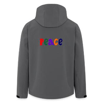 Farbige Buchstaben mit dem Wort Frieden "Frieden" - Recycelte Männer Softshell-Jacke von Stanley/Stella - Anthrazit - Hinten - AI Model Male 185 light (185cm)