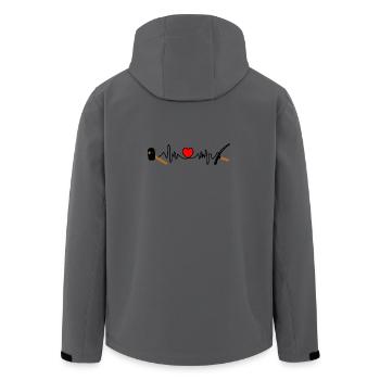 Pflaster-Cardio-Hartschlag mit rotem Herzen, - Recycelte Männer Softshell-Jacke von Stanley/Stella - Anthrazit - Hinten - AI Model Male 185 light (185cm)