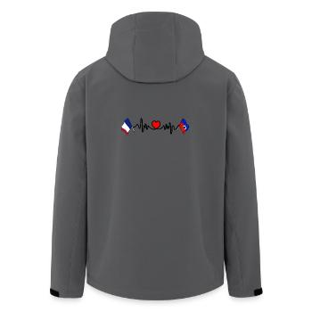 Cardio-Herz mit Flagge Frankreich und Flagge Haiti - Recycelte Männer Softshell-Jacke von Stanley/Stella - Anthrazit - Hinten - AI Model Male 185 light (185cm)