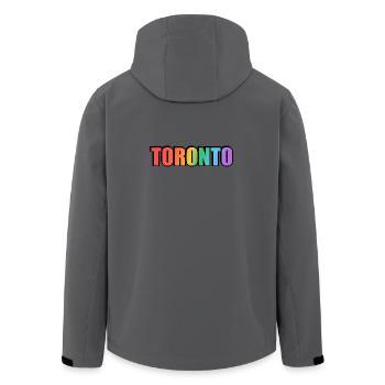 Toronto LGBTQ Rainbow - Men’s Recycled Softshell Jacket by Stanley/Stella - anthracite - Back - AI Model Male 185 light (185cm)