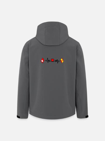 Cardioherz mit Flagge Schweiz, Flagge Spanien - Recycelte Männer Softshell-Jacke von Stanley/Stella - Anthrazit