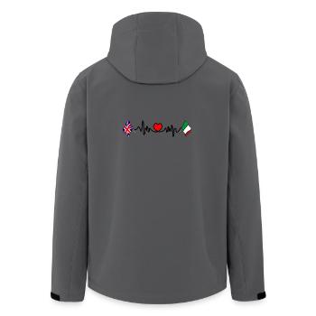 Cardio heart avec drapeau anglais et drapeau italien - Veste softshell homme en polyester recyclé Stanley/Stella - charbon - Dos - AI Model Male 185 light (185cm)