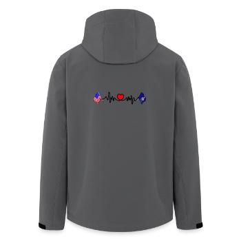 Cardio-Herz mit USA-Flagge und Kansas-Flagge - Recycelte Männer Softshell-Jacke von Stanley/Stella - Anthrazit - Hinten - AI Model Male 185 light (185cm)