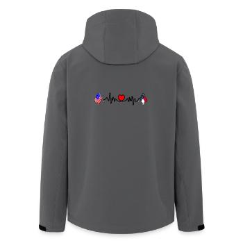 Cardio-Herz mit USA-Flagge und North Carolina-Flagge - Recycelte Männer Softshell-Jacke von Stanley/Stella - Anthrazit - Hinten - AI Model Male 185 light (185cm)