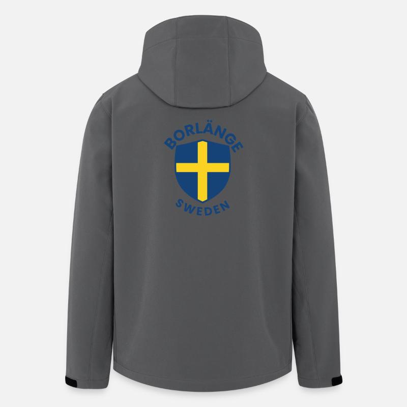 Borlänge-Schild: Schwedisches Flaggendesign - Recycelte Männer Softshell-Jacke von Stanley/Stella - Anthrazit