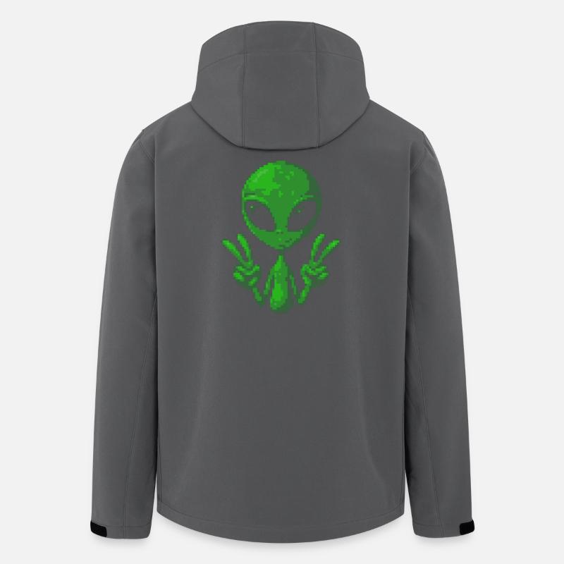 Pixel Alien Friedenszeichen - Recycelte Männer Softshell-Jacke von Stanley/Stella - Anthrazit