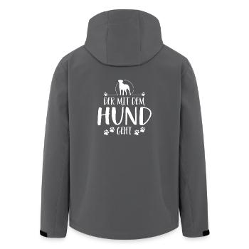 Der mit dem Hund geht Hundespruch Hunde - Recycelte Männer Softshell-Jacke von Stanley/Stella - Anthrazit - Hinten - AI Model Male 185 light (185cm)