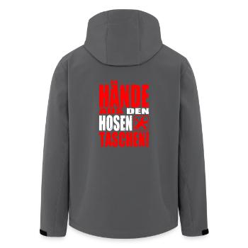 Hände Hosentaschen Spruch Arbeit Geschenk Schicht - Recycelte Männer Softshell-Jacke von Stanley/Stella - Anthrazit - Hinten - AI Model Male 185 light (185cm)