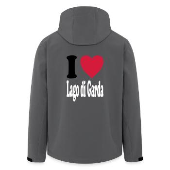 I love Lago di Garda (Alle Farben!) - Recycelte Männer Softshell-Jacke von Stanley/Stella - Anthrazit - Hinten - AI Model Male 185 light (185cm)