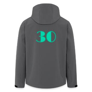 30 JAHRE. 30. 30. JAHRESTAG. 30-JÄHRIGES JUBILÄUM - Recycelte Männer Softshell-Jacke von Stanley/Stella - Anthrazit - Hinten - AI Model Male 185 light (185cm)