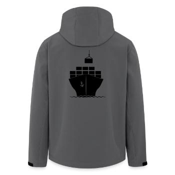 Sea container boat with crane loading - Men’s Recycled Softshell Jacket by Stanley/Stella - anthracite - Back - AI Model Male 185 light (185cm)