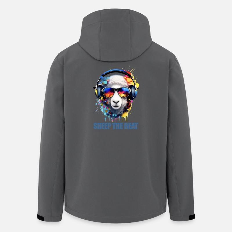 Sheep The Beat: Buntes Kopfhörer-Schaf - Recycelte Männer Softshell-Jacke von Stanley/Stella - Anthrazit
