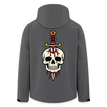 Schädel mit einem Tattoo-Dolch durchbohrt - Recycelte Männer Softshell-Jacke von Stanley/Stella - Anthrazit - Hinten - AI Model Male 185 light (185cm)