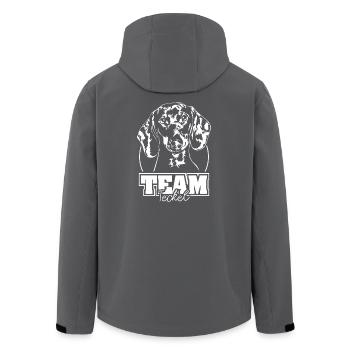 TEAM Teckel Hund Hunde Wilsigns - Recycelte Männer Softshell-Jacke von Stanley/Stella - Anthrazit - Hinten - AI Model Male 185 light (185cm)