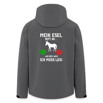 Mein Esel ruft an, ich muss los! - Recycelte Männer Softshell-Jacke von Stanley/Stella - Anthrazit - Hinten - AI Model Male 185 light (185cm)