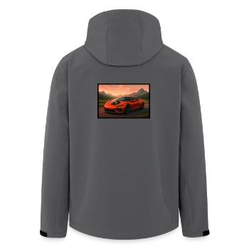 Sportwagen bei Sonnenuntergang - Recycelte Männer Softshell-Jacke von Stanley/Stella - Anthrazit - Hinten - AI Model Male 185 light (185cm)