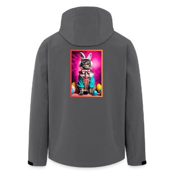 Katzen im Bunny-Armor mit Kopfhörern - Recycelte Männer Softshell-Jacke von Stanley/Stella - Anthrazit - Hinten - AI Model Male 185 light (185cm)