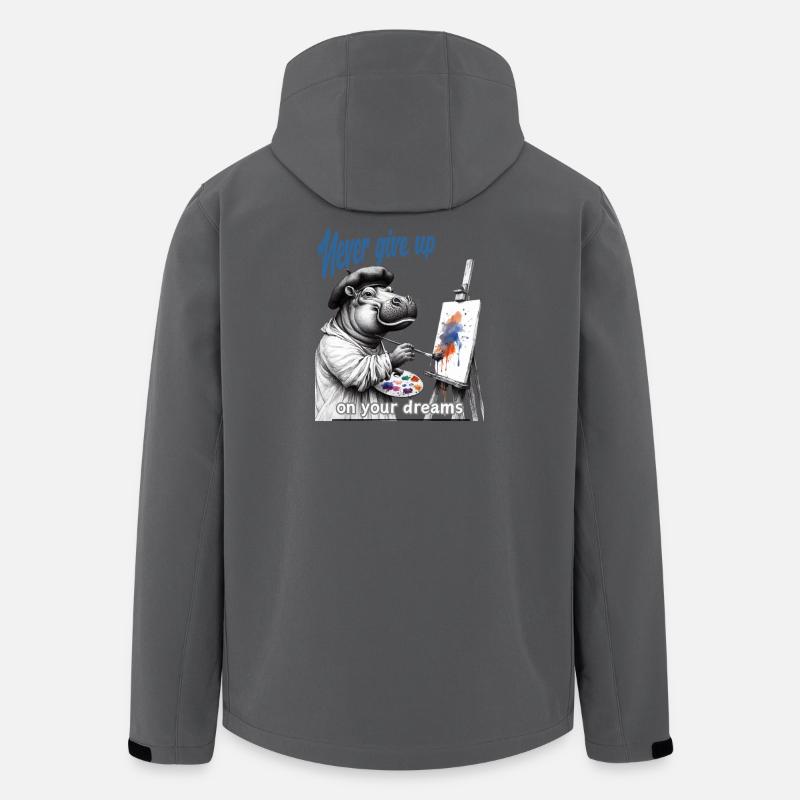 Gib niemals auf Painter Hippo - Recycelte Männer Softshell-Jacke von Stanley/Stella - Anthrazit