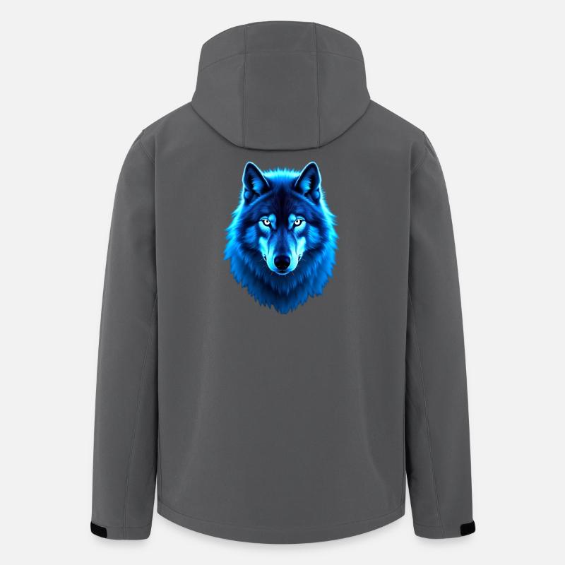 Blaues Wolfsleuchten - Recycelte Männer Softshell-Jacke von Stanley/Stella - Anthrazit