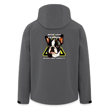 Boston Terrier terror shirt small but mighty - Men’s Recycled Softshell Jacket by Stanley/Stella - anthracite - Back - AI Model Male 185 light (185cm)