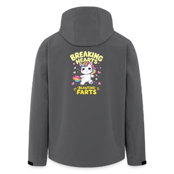 Breaking Hearts Blasting Farts Unicorn - Recycelte Männer Softshell-Jacke von Stanley/Stella - Anthrazit - Hinten - AI Model Male 185 light (185cm)