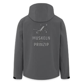 Muskeln aus Prinzip - Hantelbank - Recycelte Männer Softshell-Jacke von Stanley/Stella - Anthrazit - Hinten - AI Model Male 185 light (185cm)