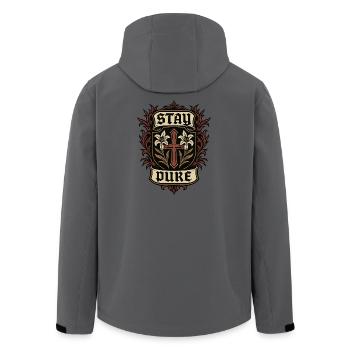 Religious symbol of protection with lilies and cross - Men’s Recycled Softshell Jacket by Stanley/Stella - anthracite - Back - AI Model Male 185 light (185cm)