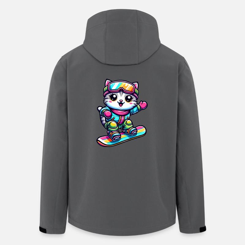 Cat Snowboard Snowboarder Cute - Men’s Recycled Softshell Jacket by Stanley/Stella - anthracite