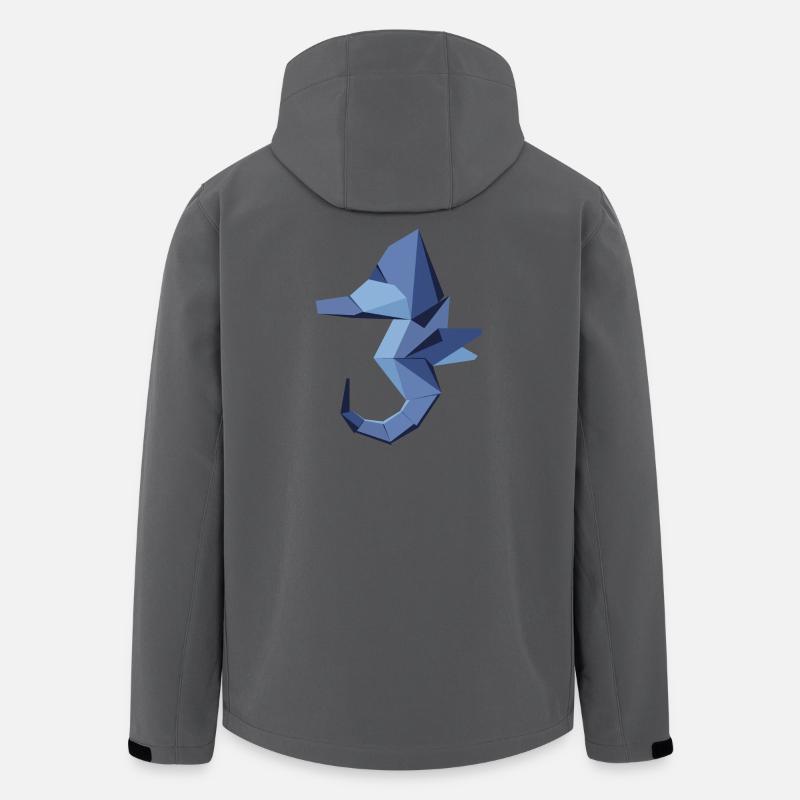 Origami abstrait hippocampe bleu - Veste softshell homme en polyester recyclé Stanley/Stella - charbon