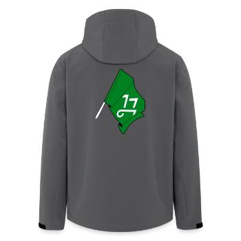Flag of Innlandet Province Norway Design - Men’s Recycled Softshell Jacket by Stanley/Stella - anthracite - Back - AI Model Male 185 light (185cm)