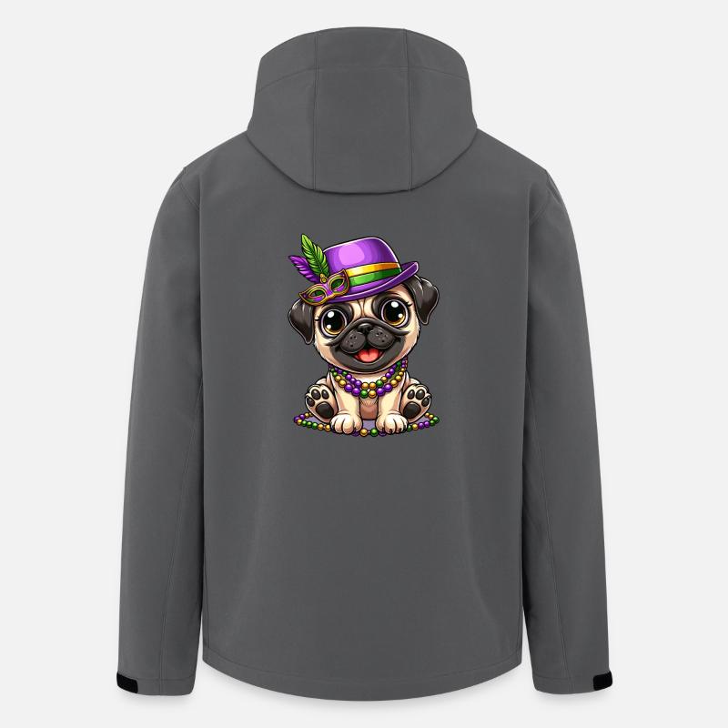 Mardi Gras Comic Pug - Men’s Recycled Softshell Jacket by Stanley/Stella - anthracite