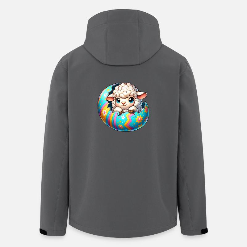 Colorful Lamb Hatching from Easter Egg Cartoon - Men’s Recycled Softshell Jacket Discoverer by Stanley/Stella - anthracite