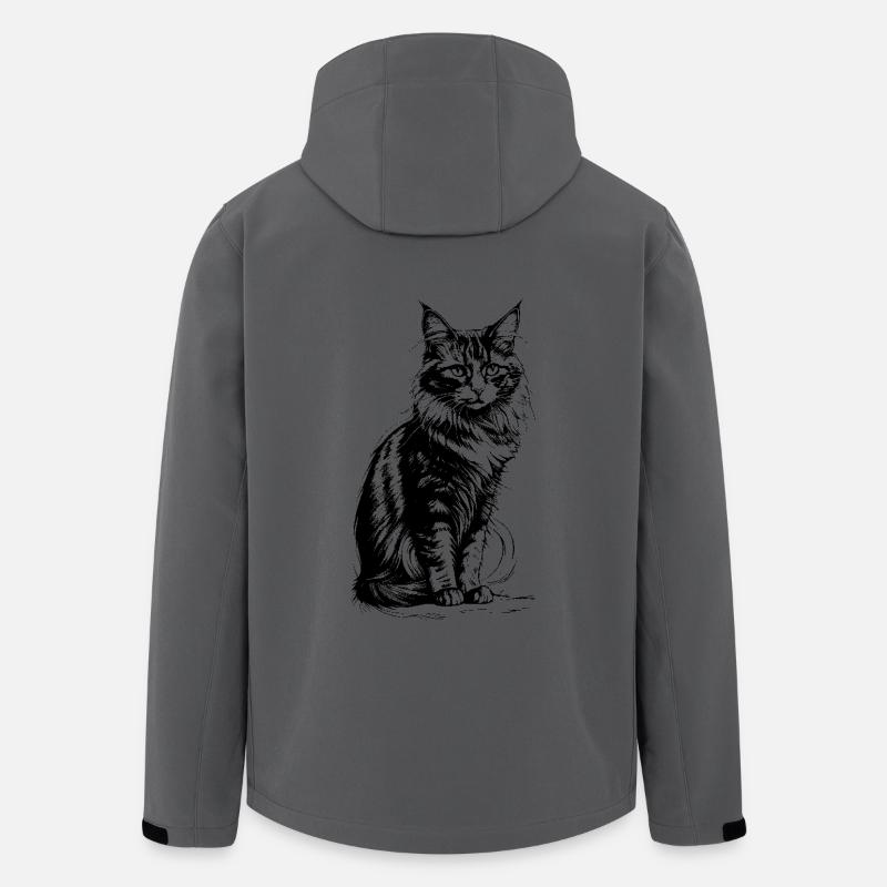 Chat fier noir et blanc - Veste softshell homme en polyester recyclé Stanley/Stella - charbon