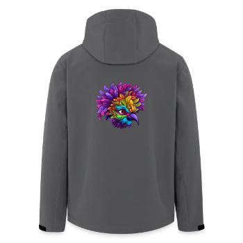 Flamingo Mardi Gras Mask - Men’s Recycled Softshell Jacket by Stanley/Stella - anthracite - Back - AI Model Male 185 light (185cm)