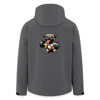 Pug Workout: Dumbbell Training with Fun - Men’s Recycled Softshell Jacket by Stanley/Stella - anthracite - Back - AI Model Male 185 light (185cm)