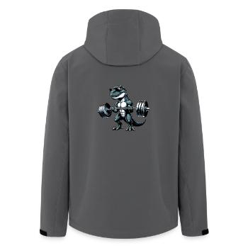 Cooler Dino T-Rex Workout Hantel-Training Design - Recycelte Männer Softshell-Jacke von Stanley/Stella - Anthrazit - Hinten - AI Model Male 185 light (185cm)
