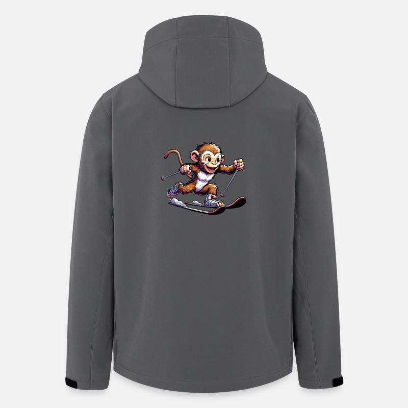 Affe Schimpanse Skifahrer Winterurlaub Design - Recycelte Männer Softshell-Jacke von Stanley/Stella - Anthrazit