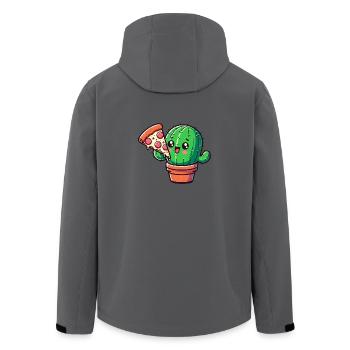 Niedlicher Kaktus Pizza Comic - Recycelte Männer Softshell-Jacke von Stanley/Stella - Anthrazit - Hinten - AI Model Male 185 light (185cm)