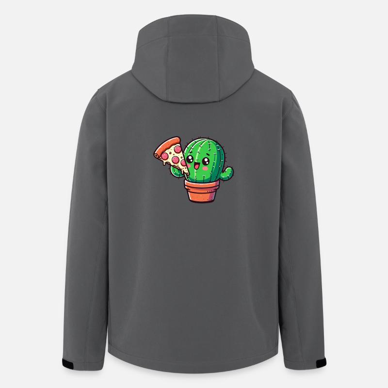 Cute Cactus Pizza Comic - Men’s Recycled Softshell Jacket by Stanley/Stella - anthracite