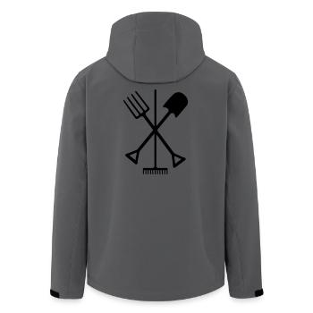 Outils de jardin pelle râteau et fourche croisée - Veste softshell homme en polyester recyclé Stanley/Stella - charbon - Dos - AI Model Male 185 light (185cm)