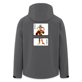 Spielkarten-Joker-Banner - Recycelte Männer Softshell-Jacke von Stanley/Stella - Anthrazit - Hinten - AI Model Male 185 light (185cm)