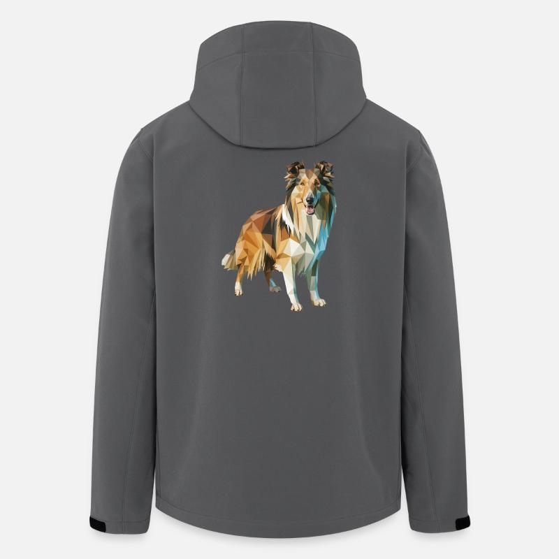 Border Collie - Cooles Low Poly Logo - Recycelte Männer Softshell-Jacke von Stanley/Stella - Anthrazit